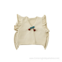 Girls' Knitted Casual Jacket With Wooden Ears